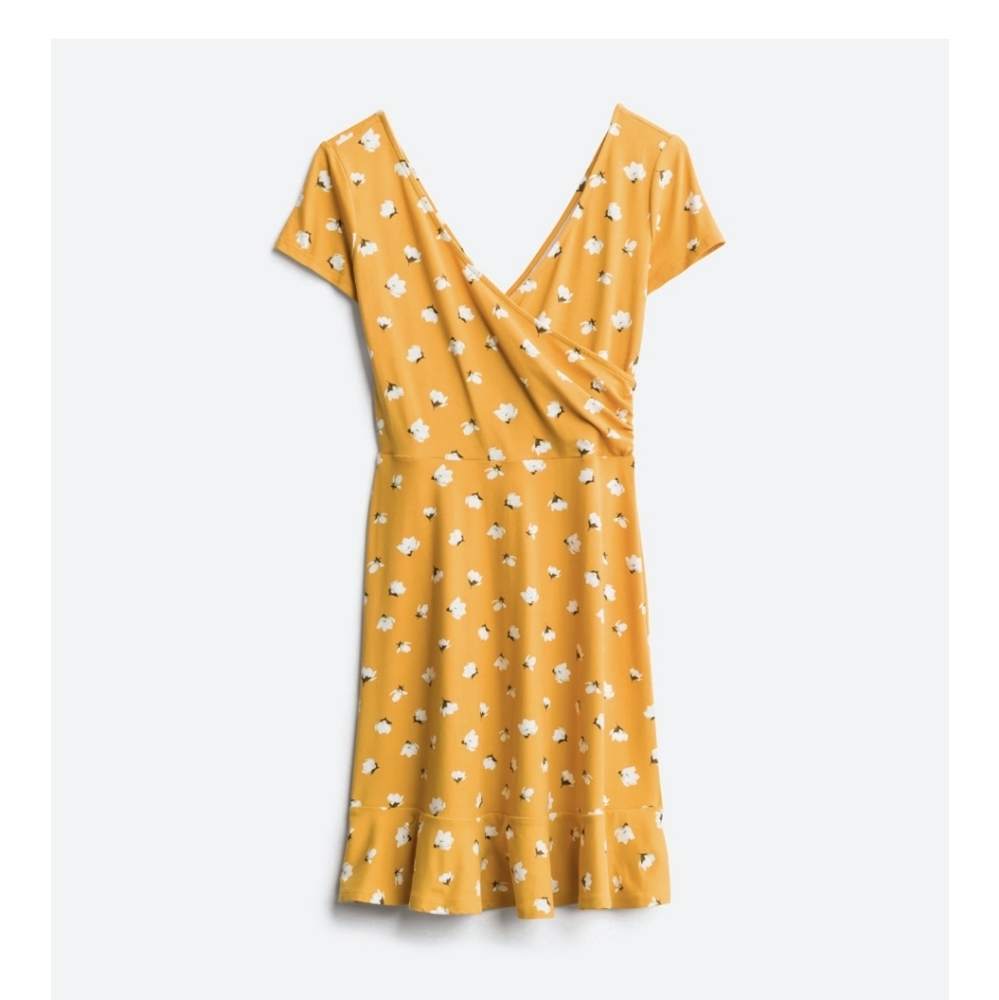 Close Floral Faux Wrap Knit Dress